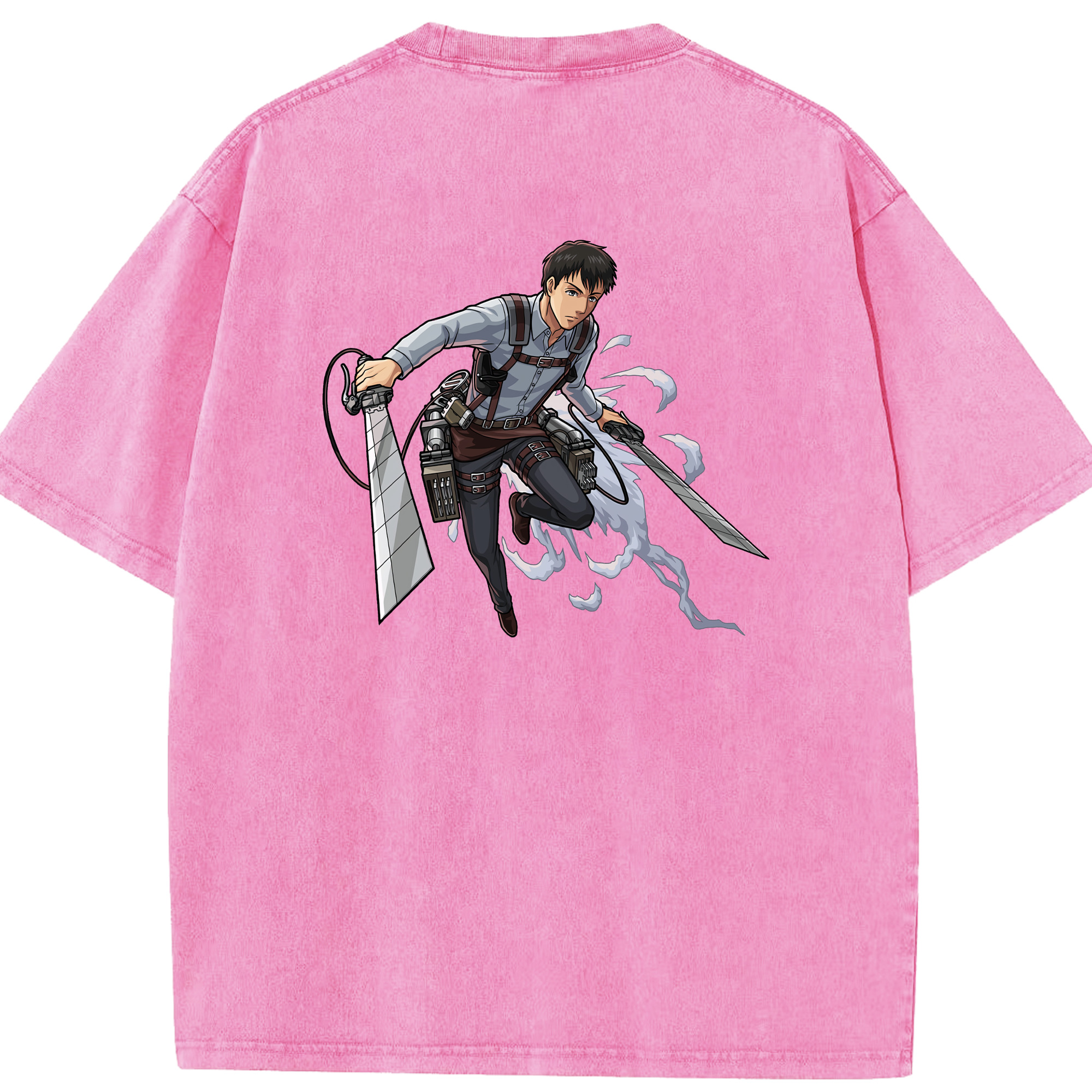 （画像用） 進撃の巨人 ベルトルト・フーバー Attack on Titan Bertholdt Hoover 綿100% ヴィンテージ風 半袖Tシャツ（背面プリント）